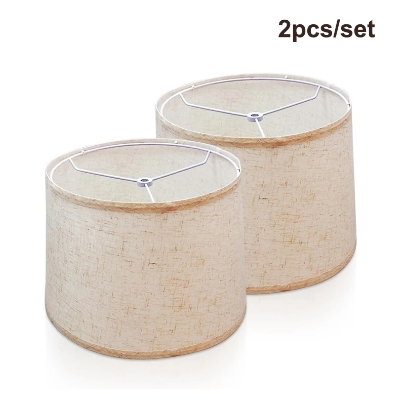 

2pcs/set DIY Linen Removable Drum Shades White Fabric Medium Lampshade for Table Lamps Floor Lamp Bedside light Spider Fitter