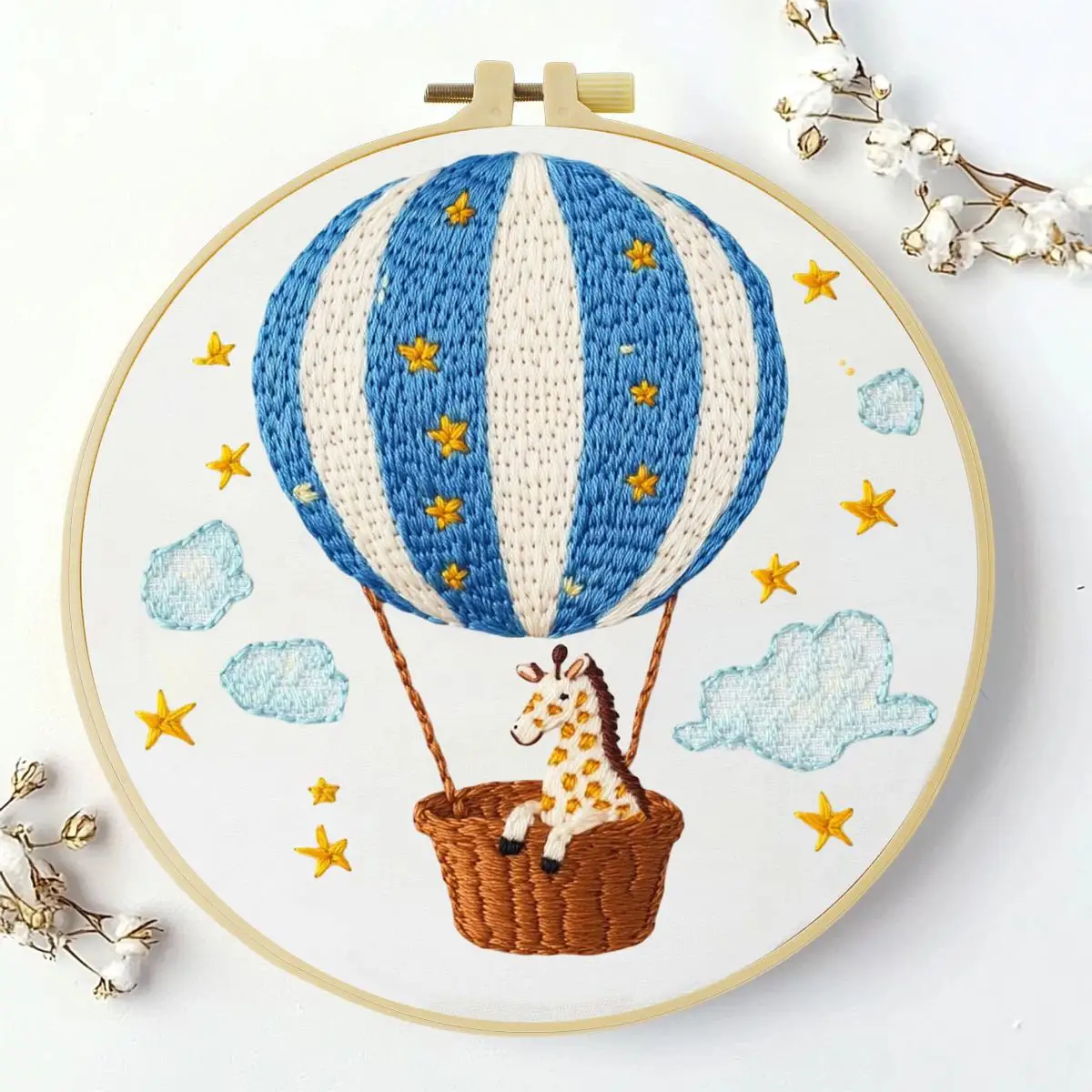 1 Stück 20X20CM/15X15CM 7,87/6,3 Zoll Heißluftballon Stickerei Starter-Kit DIY-Kit DIY-Stickerei-Set für Anfänger – Detail 2