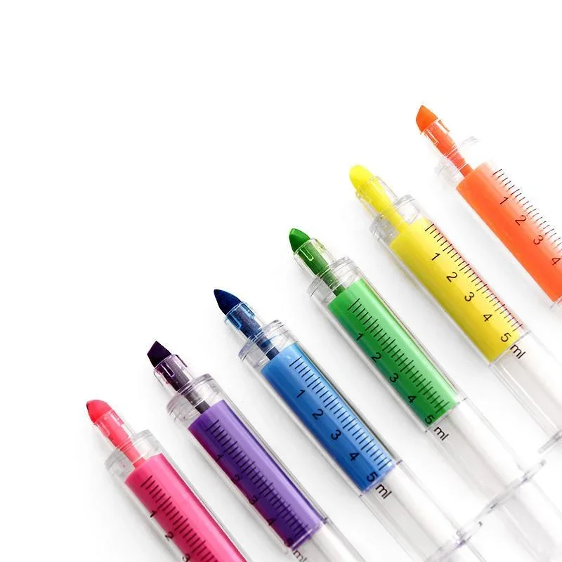 6 шт. шприц флуоресцентный маркер цветной маркер-лайнер новинка офисные школьные учебные принадлежности для студентов