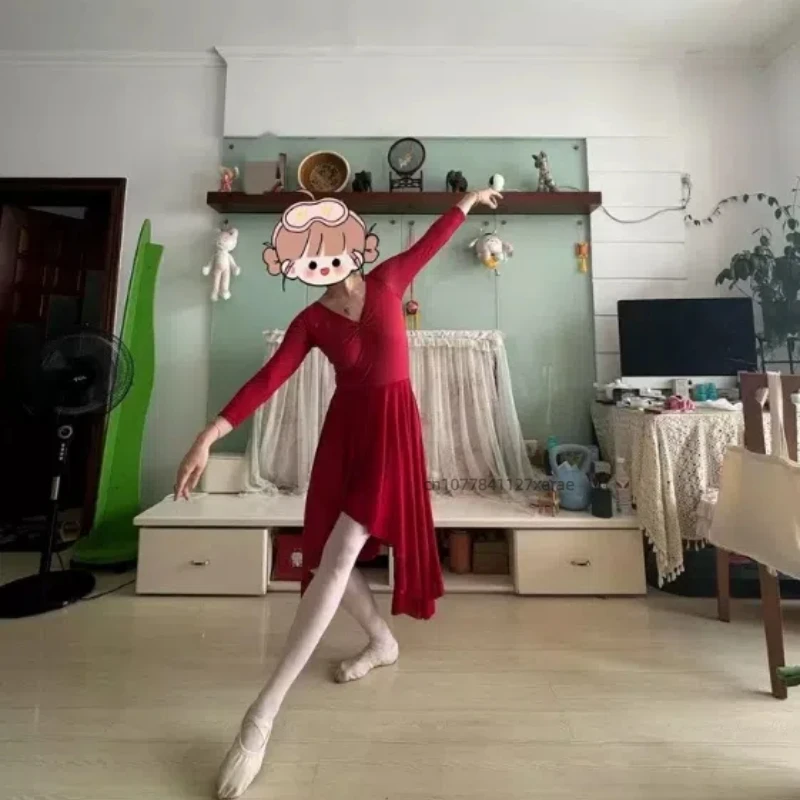 Ballet Jumpsuit, Adult Gymnastics Practice Costume, Chinese Dance Performance Costume, Ethereal and Graceful Dance Skirt