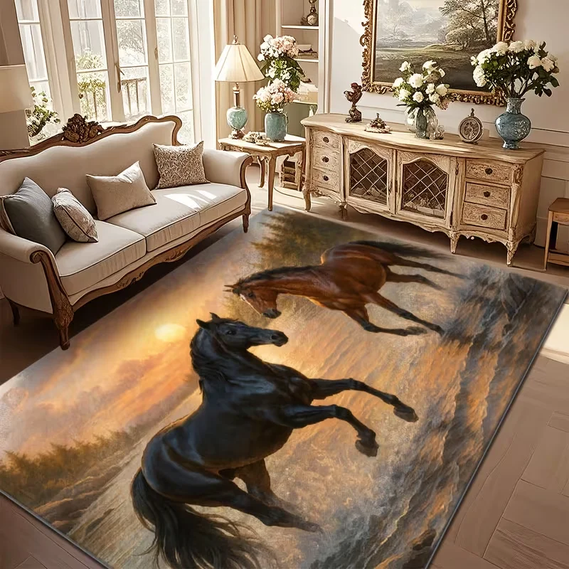 Dama Patterned Ultra Soft Carpet Is Suitable for Decorating Living Rooms Bedrooms Dining Rooms, and Machine Horse Themed Carpets