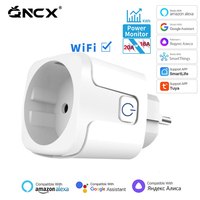 Tuya 16A 20A EU Smart Socket WiFi Smart Plug With Power Monitoring Timing Function Voice Control Alexa Google Assitant