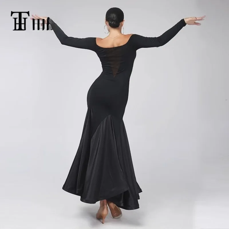 Traje moderno personalizado para mujer adulta, falda larga, ropa de rendimiento, vestido de baile de salón, vestido de mujer