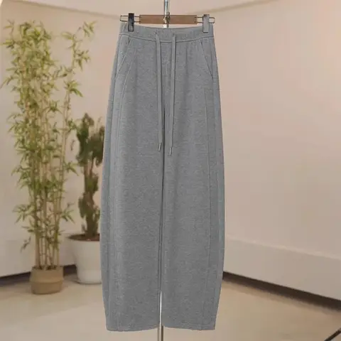 ग्रे कैज़ुअल पैंट महिलाओं के लिए 2025 वसंत नया फैशन ढीला सीधा चौड़ा पैर केला स्वेटपैंट आरामदायक फिट ट्राउज़र 8 best sales ग्रे पैंट - №3