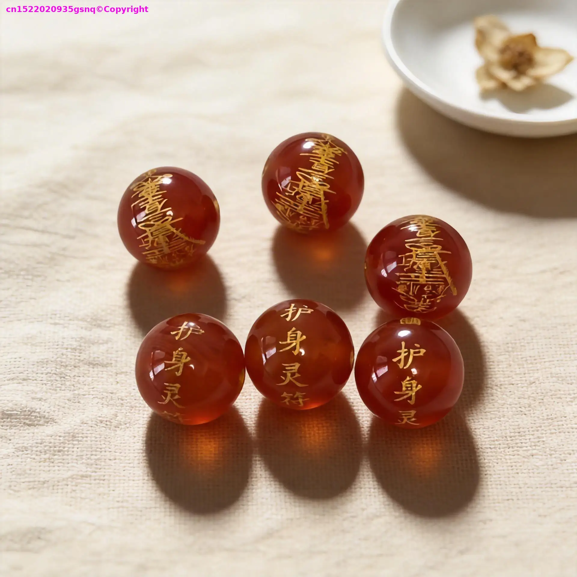 20PCS Red carnelian Amulet for peace bead accessories Master monk ritual implement power exorcism talisman Eliminating Demons