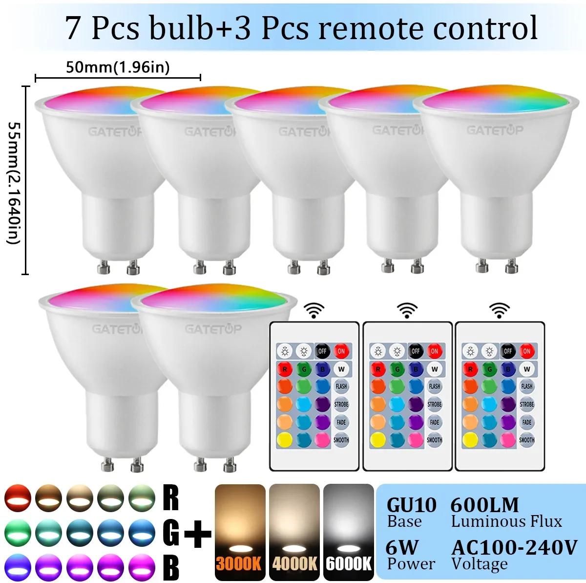 1-10 STKS RGB GU10 LED Spot Lamp 24 Sleutel Afstandsbediening Dimbaar 6 W AC220V 110 V Kleurrijke Verandering voor Slaapkamer Woonkamer Lamp
