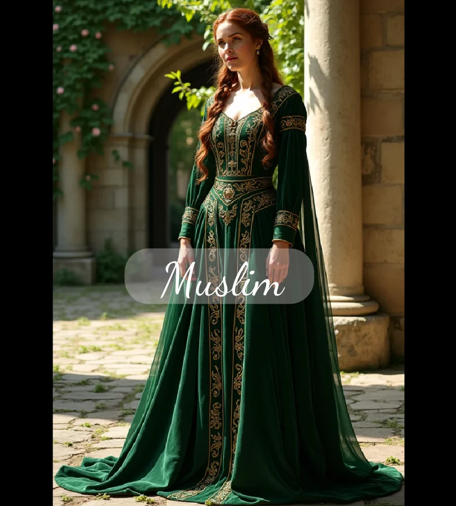 Griechische Mythologie Elfen Abendkleid Grün mit Gold Mihrimah Sultan Ballkleid Hexe Langarm Tudor Keltisches Partykleid Edwardian