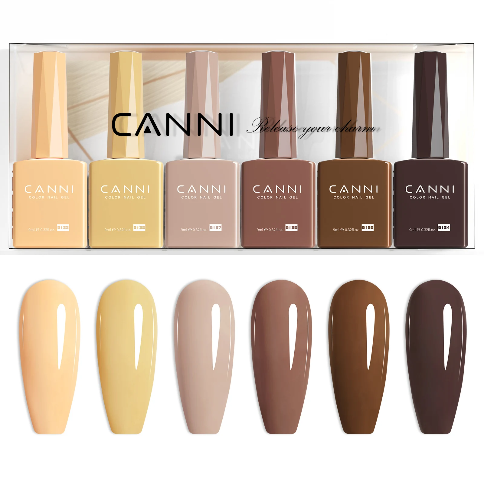 CANNI NEW 6pcs/Lot Nail Gel Polish Set 9ml HEMA FREE  All Seasons Colors Permanent Nail Varnish Set Long Lasting Manicure Gel