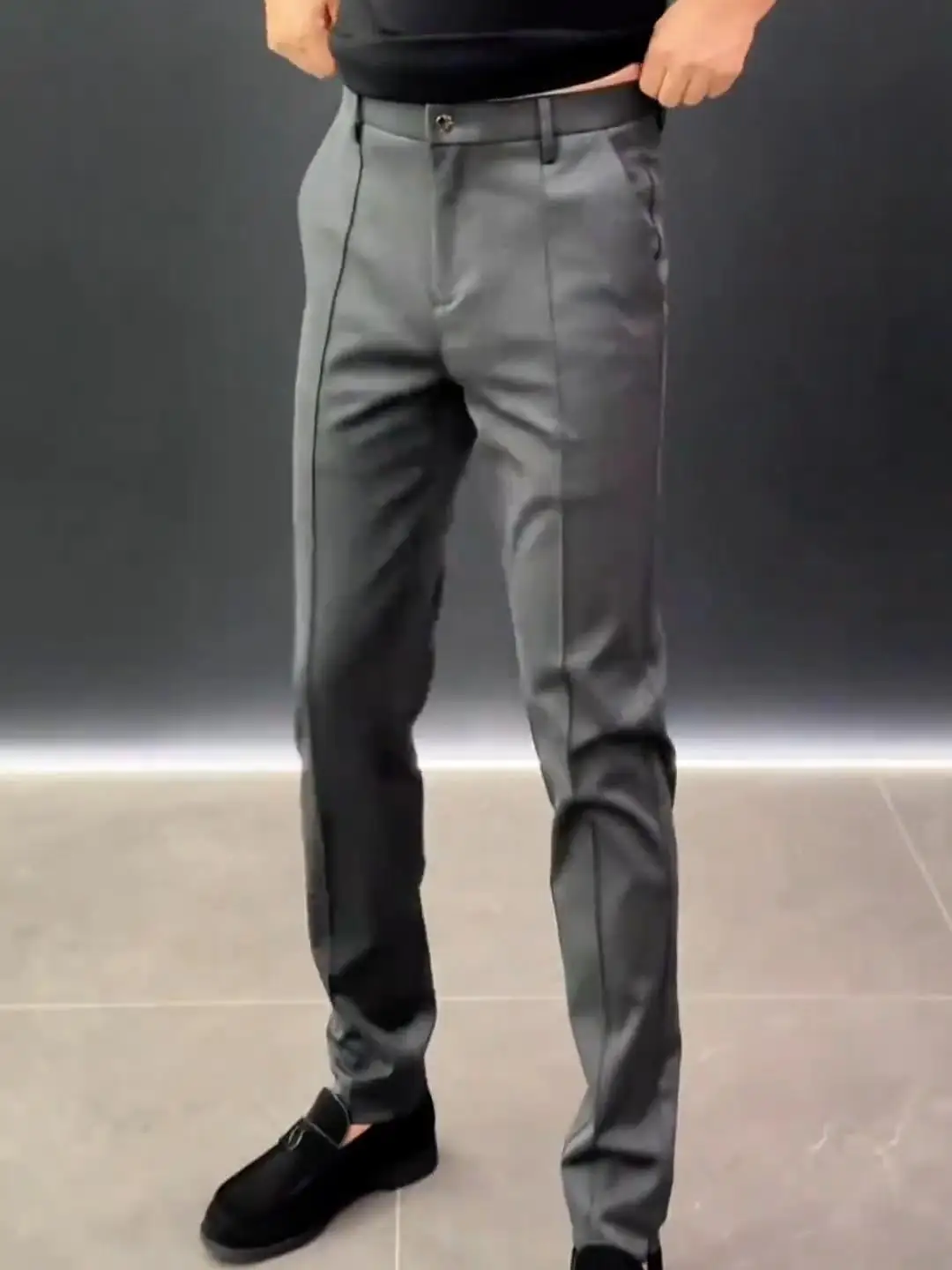 

Men's Fashion Slim Fit Casual Pants Autumn Winter New Style Comfortable Versatile Trendy Straight Leg Pocket Zipper mid Waist