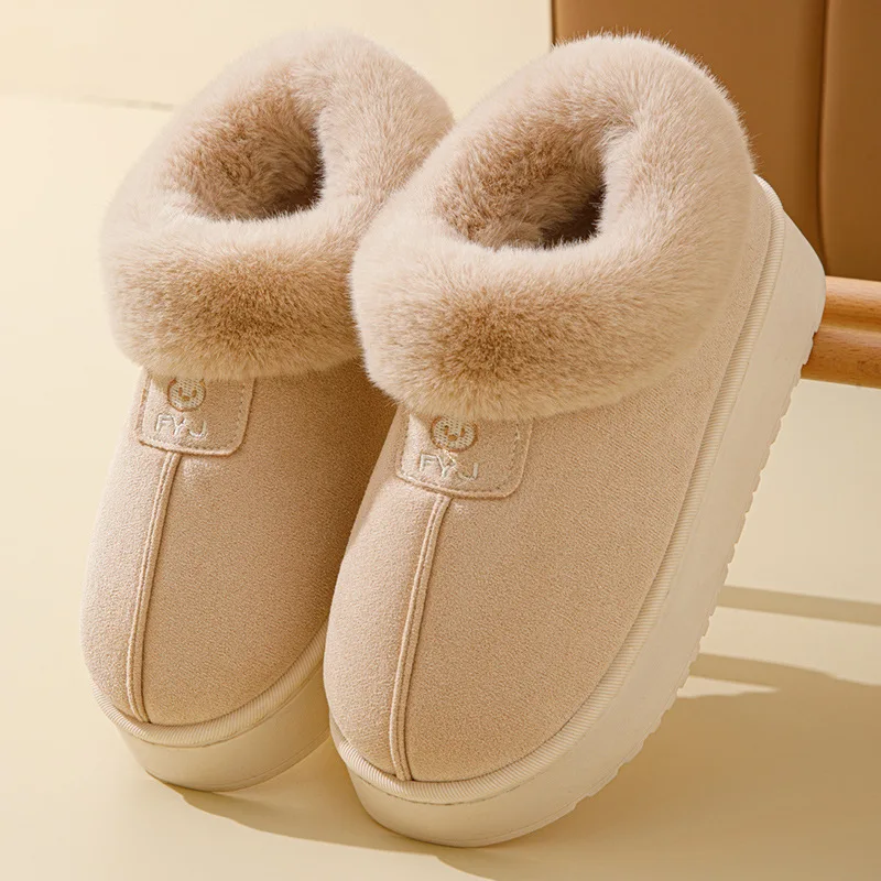 Cotton slippers 20025 autumn and winter women's home bag and postpartum thick sole warm couple with plush outdoor wear view 4
