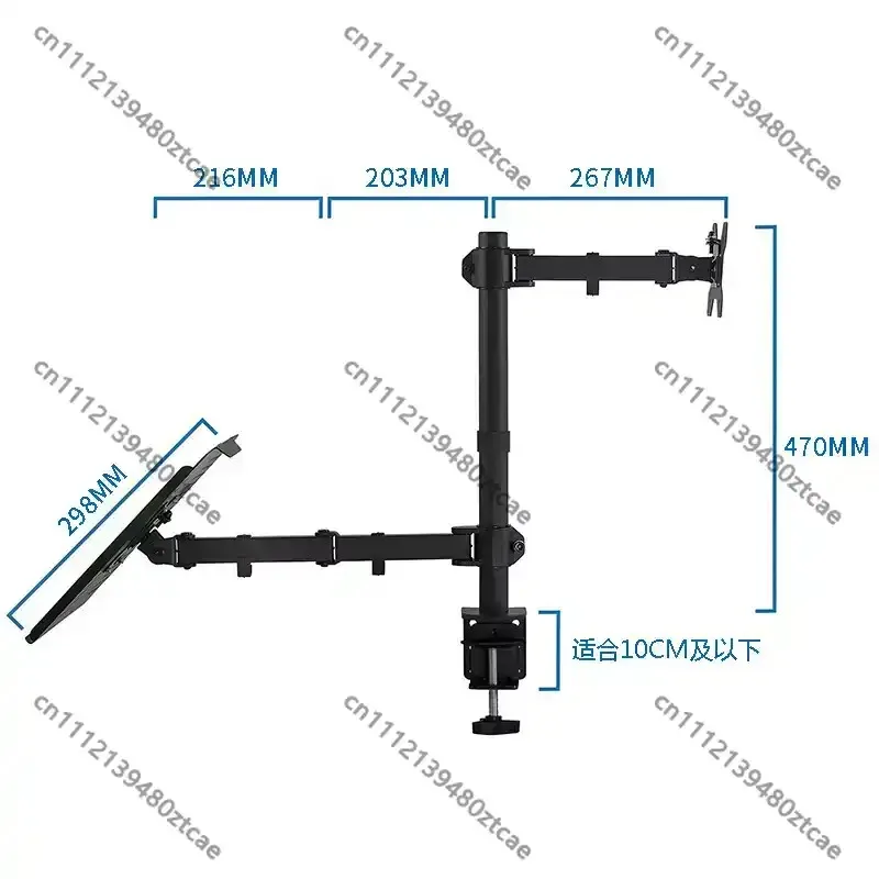 2‑in‑1 Dual Monitor & Laptop Desk Mount, Height‑Adjustable Articulating Mechanical Swing Arm, Desktop Elevated Support Base