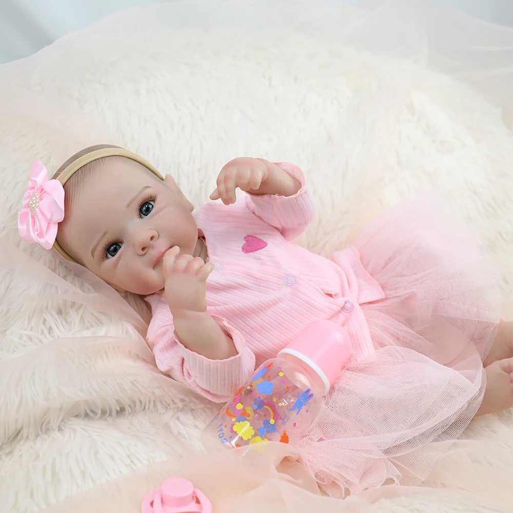 18 بوصة بيتي بيبي تولد من جديد فتاة كامل الجسم سيليكون الفينيل دمية مع اليد مفصلة رسمت الجلد تحصيل الفن دمية هدية الكريسماس #4