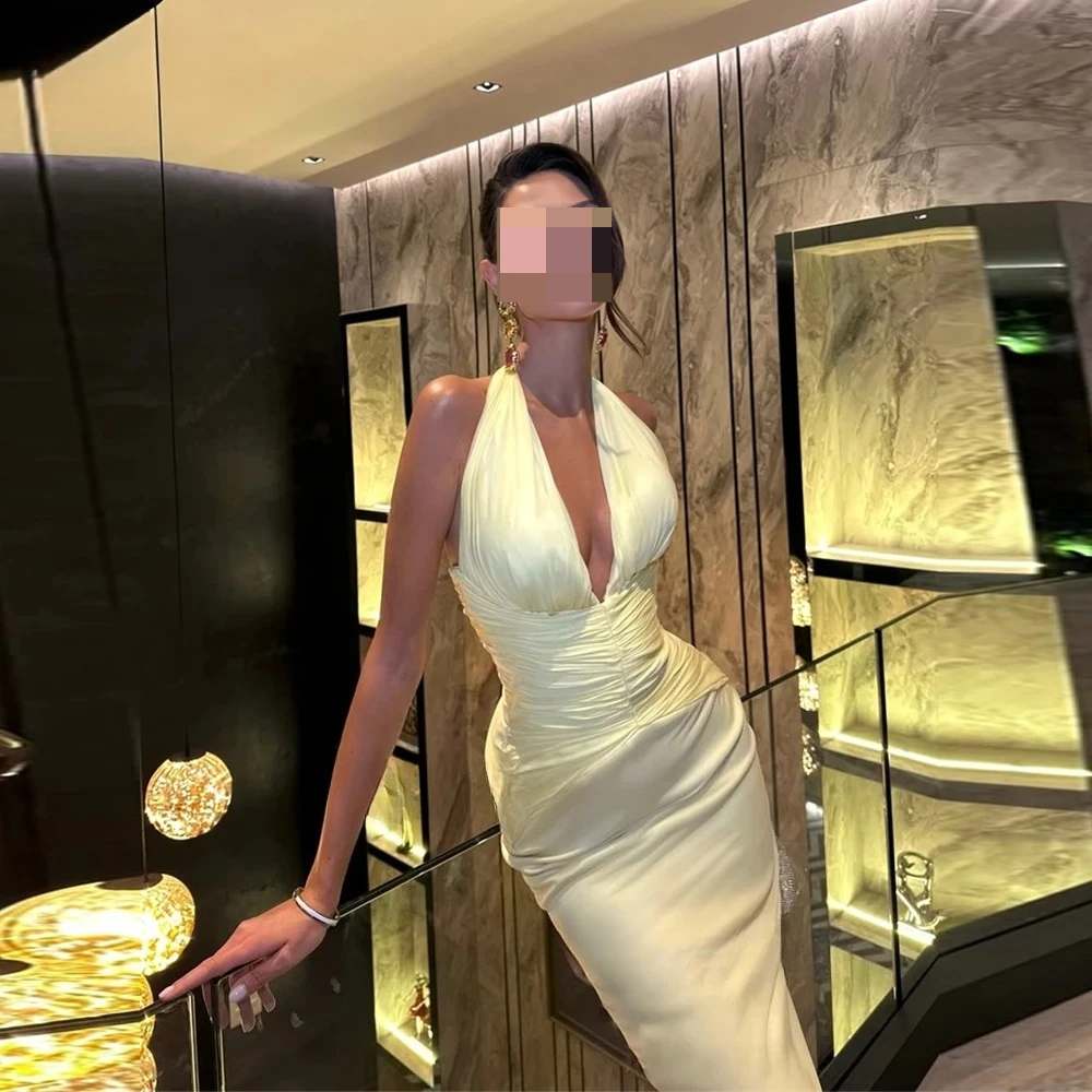 Xijun Baby فساتين سهرة شيفون أصفر داكن على شكل حرف v حورية البحر فساتين لحضور الحفلات الموسيقية رسن المملكة العربية السعودية فساتين حفلات رسمية مخصصة #2