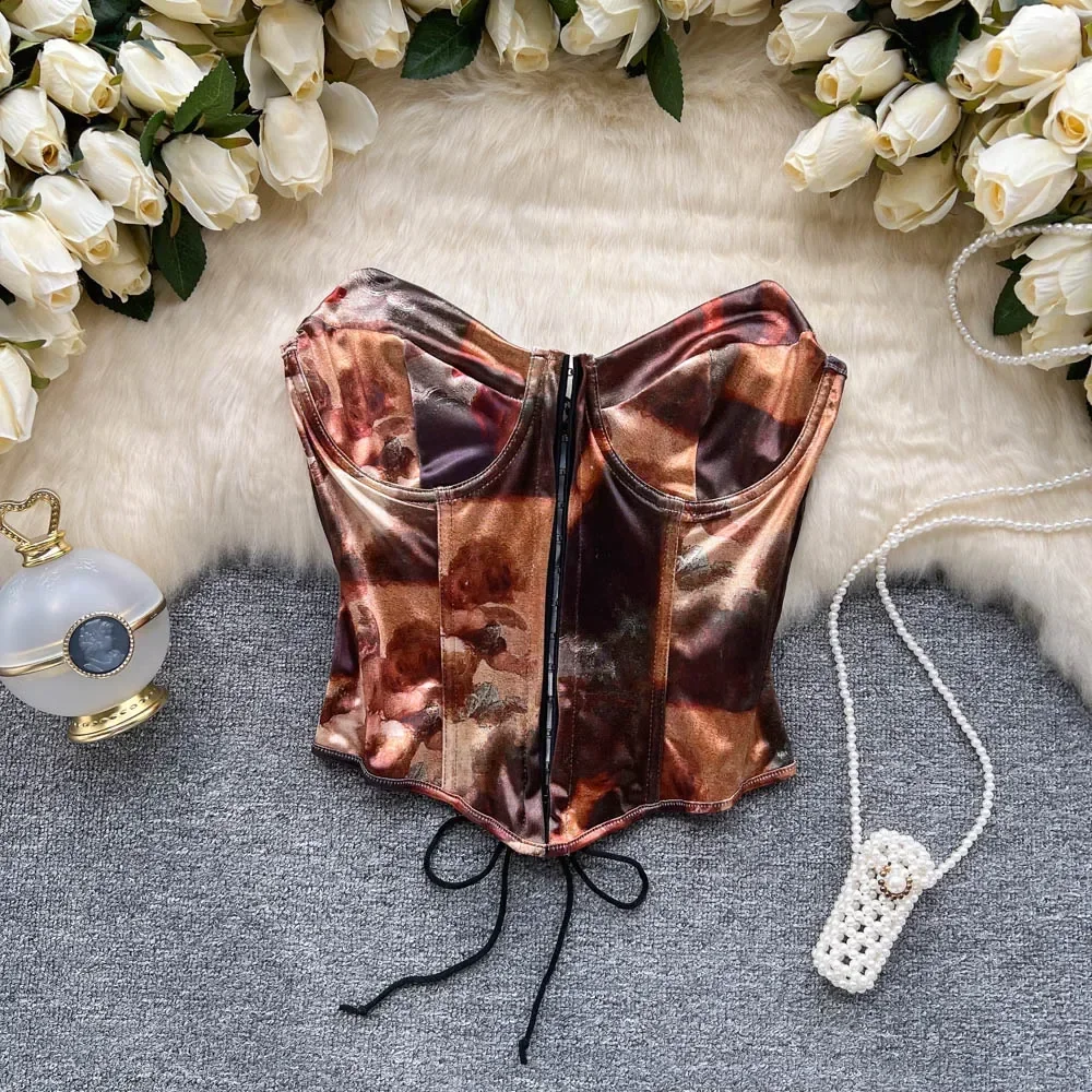 

Sexy Almighty Tank Camis For Women Strapless Drawstring Corset Crop Tops With Built in Bras Woman Tanks Camisoles Dropshipping