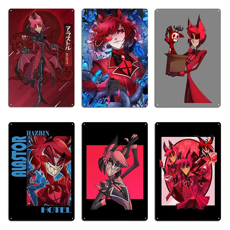 Hazbin Hotel Alastor Dracula Metal Vintage Party Designs Plates Home Tin Sign Poster