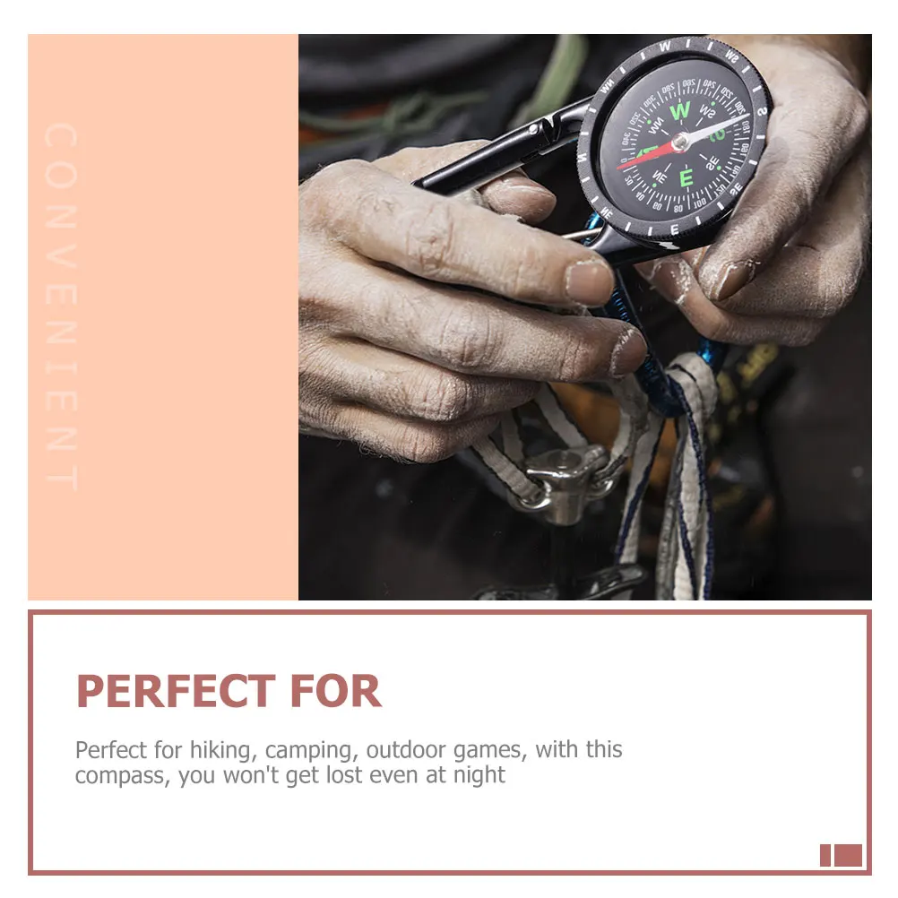 2 قطعة حلقة تسلق معدنية البوصلة سبائك الزنك المحمولة في الهواء الطلق المشي لمسافات طويلة التخييم بقاء متعددة الوظائف المدمجة البوصلة المفاتيح