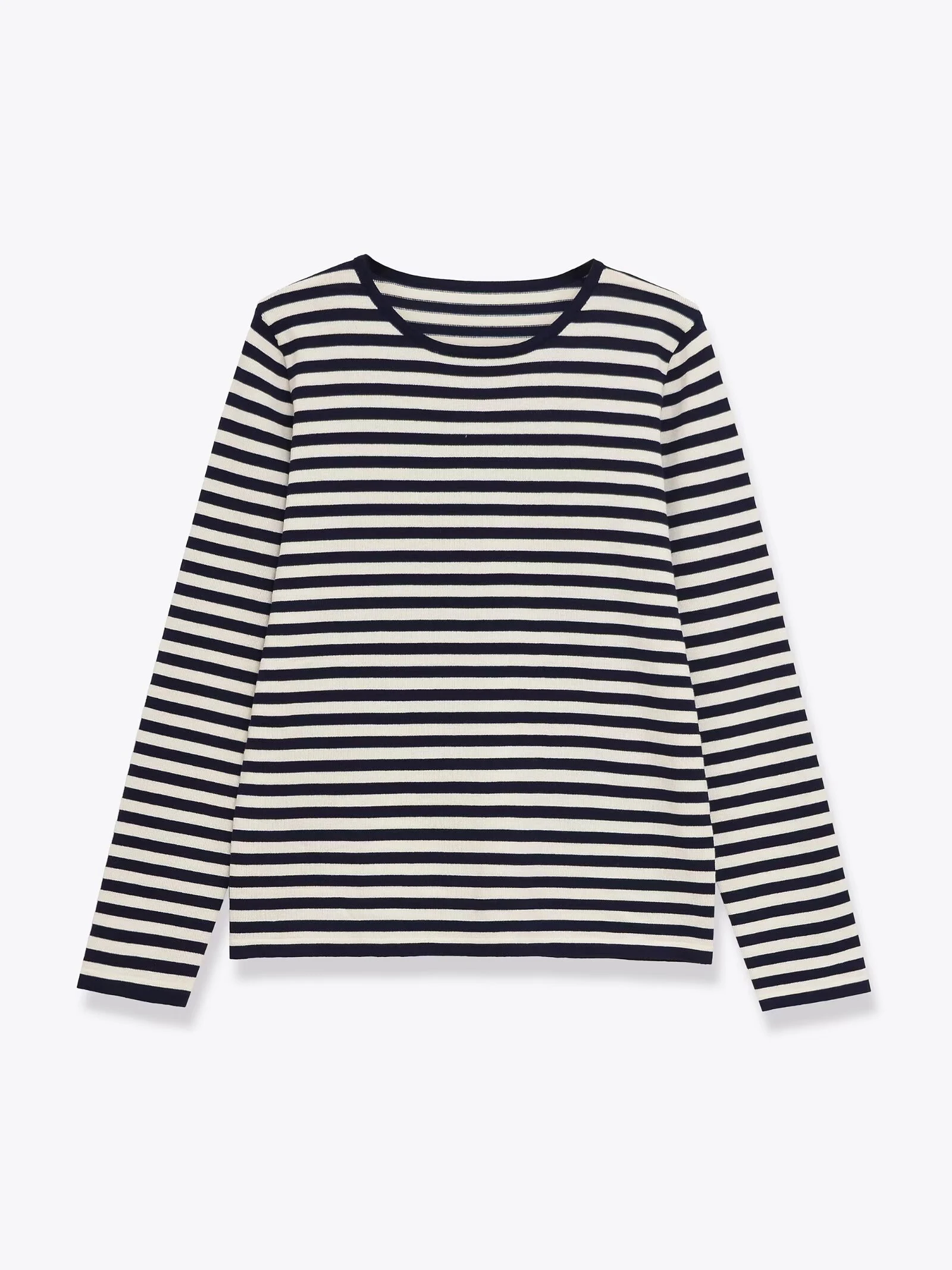

2025 Autumn New Product Women's Hot Girl Lazy Style Retro Round Neck Long Sleeve Blue Striped Knitted Shirt