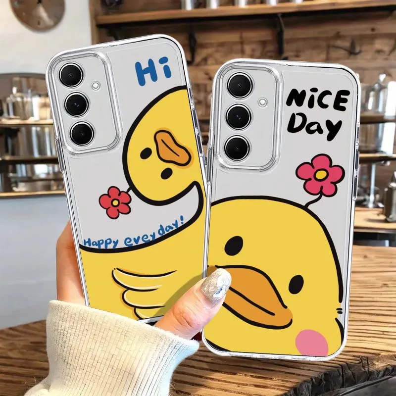 Cartoon Duck Face Flower For Samsung Galaxy A73 A72 A71 A70 M56 A55 M55 M54 F54 A53 M53 A52 A52s F42 M40S Phone Case