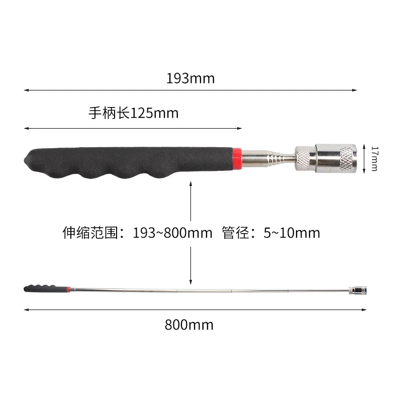 Extensible Magnetic Pickup Tool with LED Lights Magnetic Rod for Small Parts in Gaps Cleaning and Picking