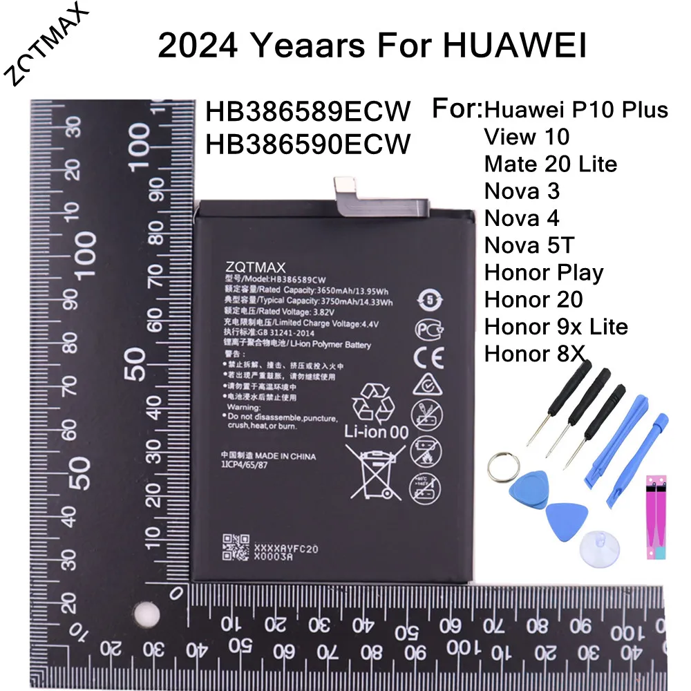 HB386589ECW Battery 3750mAh For Huawei P10 Plus Honor 8X 20 9X Lite View 10 V10 Mate 20 Lite Nova 3 4 5T Mobile Phone Bateria