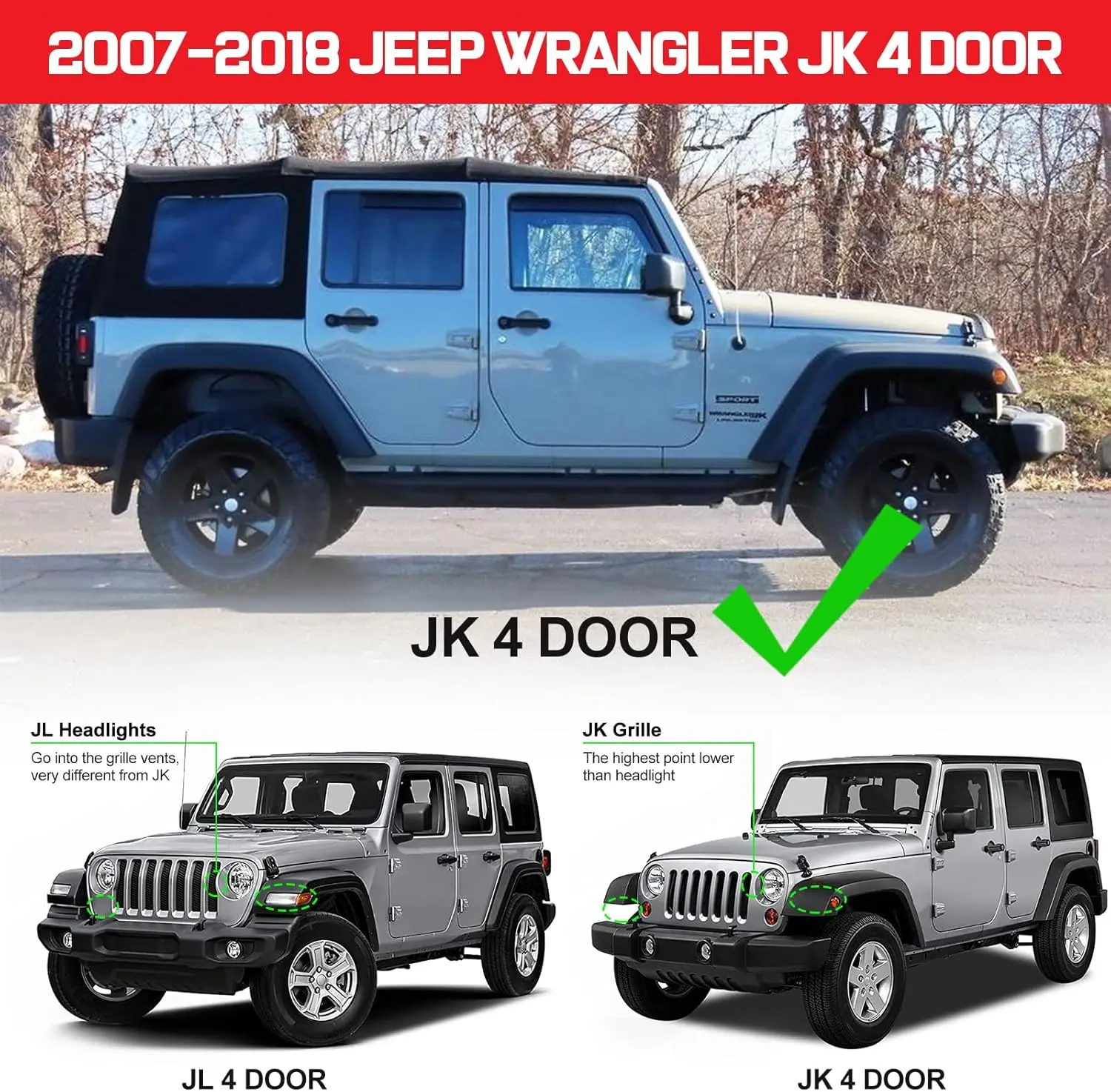 لوحات الجري المتوافقة مع 2007-2018 جيب رانجلر JK 4 أبواب، 4.5 بوصة خطوات جانبية منسدلة رانجلر.