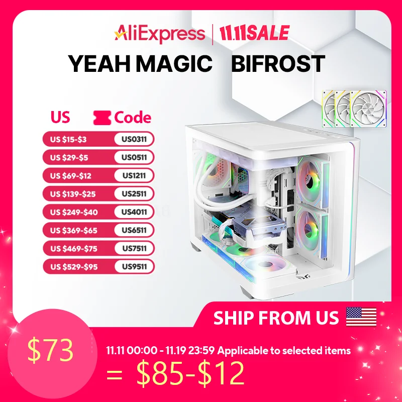 

Чехол Yeah Magic BIFROST для настольного ПК поддерживает материнские платы MATX и ITX включает вентилятор корпуса ARGB * 3 чехла для игрового ПК из закаленного стекла