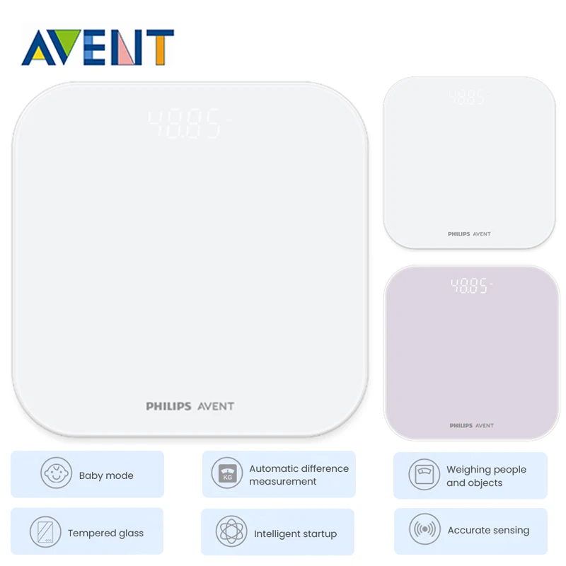 Philips Avent Intelligent Weight Scale BBL60283 Adults Baby LED Electronic Scale Tempered Glass Panel Auto Digital Weight Scale