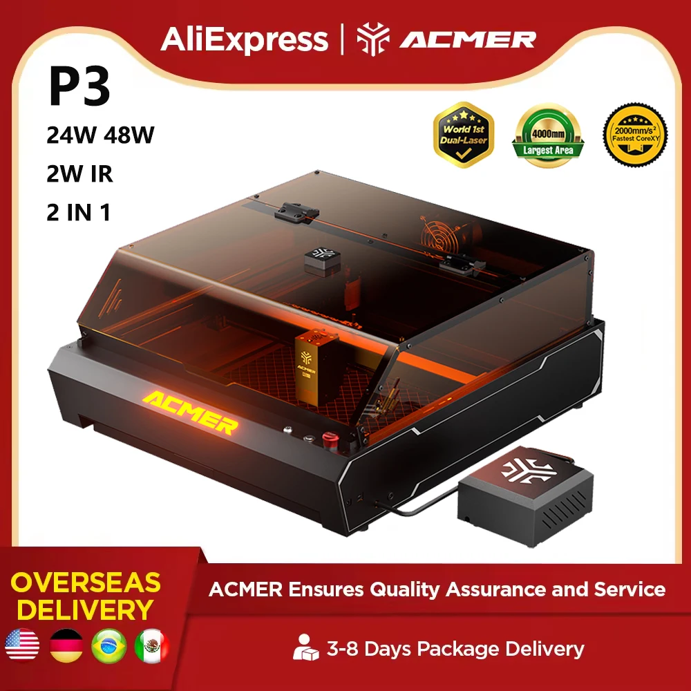 

ACMER P3 Laser Engraver With Air Assist System For All Material Engraving Cutting Machine CNC Router Machine Woodworking Tools
