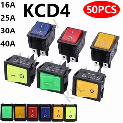 50PCS,Rocker Power Button Switches,High Current,ON/OFF,Special for Eelding Machine,KCD4,Sterling Silver Point,30/35A 250/125V AC
