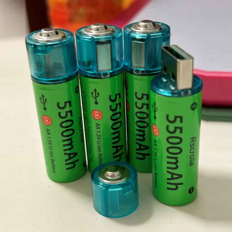 Large Capacity AA Batteries 1.5V 5500mAh  Rechargeable AA Battery USB Fast Charge Long-life for Toy Clocks Remote Controls Lamps