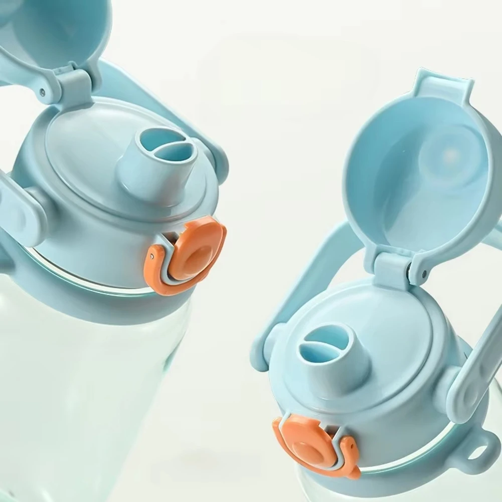 ABLK-botella de agua de gran capacidad con pajita para estudiantes, vaso de plástico breve sellado a prueba de fugas con tapa, artículos para beber para niños, 1000ML