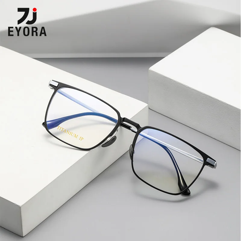 

EYORA Aluminum Titanium Fashion Classic Business Men Anti Blue Light Reading Glasses Myopia Eyewear Progressive Eyewear Lens