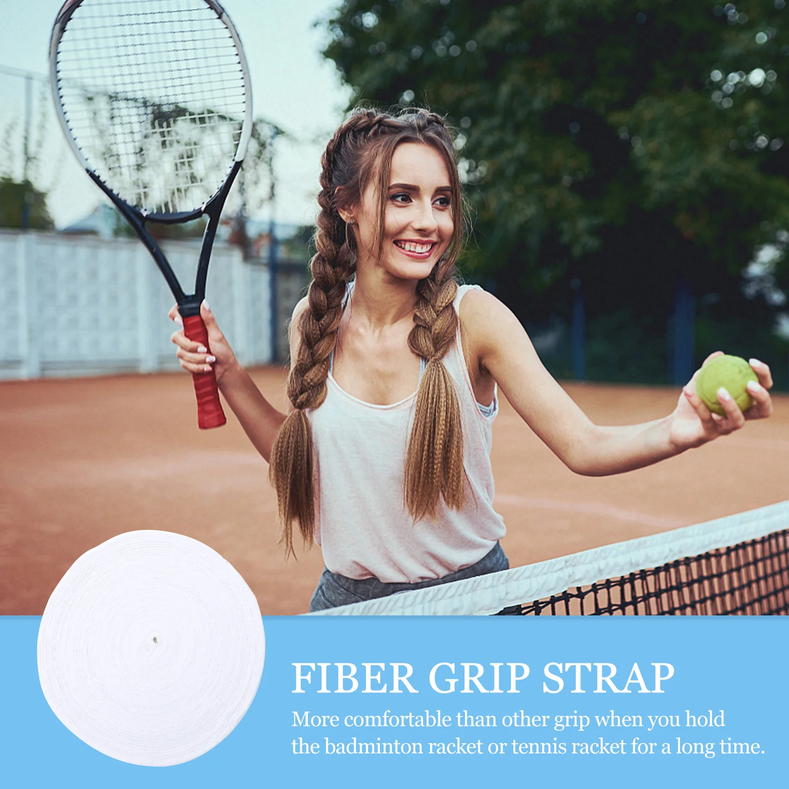 

1pc Sweat-Absorbing Grip Band Anti-Slip Breathable Fiber Material For Tennis Badminton Racket Handle Comfortable Long-Lasting