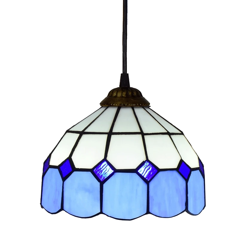 

8 Inch Modern Creative Blue Mediterranean Corridor Balcony Porch Foyer Creative Pendent Lamp Tiffany Stained Glass Chandelier