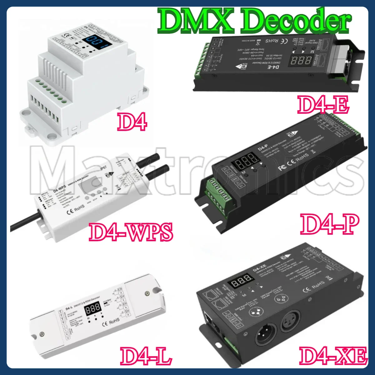 D4 D4-L D4-E D4-P D4-XE DC12-48V Skydance DMX Decoder Numeric RGBW/Single Color/RGB Led Panel Din Rail/Multiple Dimmer Decoder