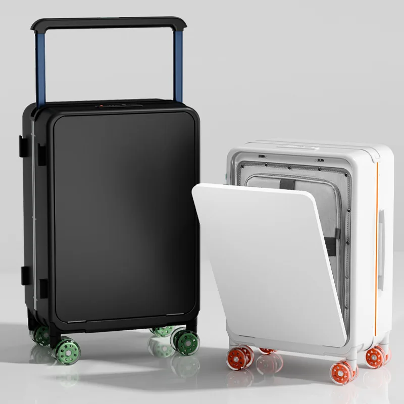 

2025 Wide Tie Rod Rolling Luggage Case Front Opening Suitcase Kit for Wheels 360 PC TSA combination lock Hand Luggage