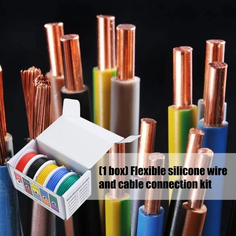  26/28/24/30AWG Soft Tinned Copper Wire Cable 5 Colors Stranded Tinned Copper Wire Heat Resistant Flexible Silicone Wire