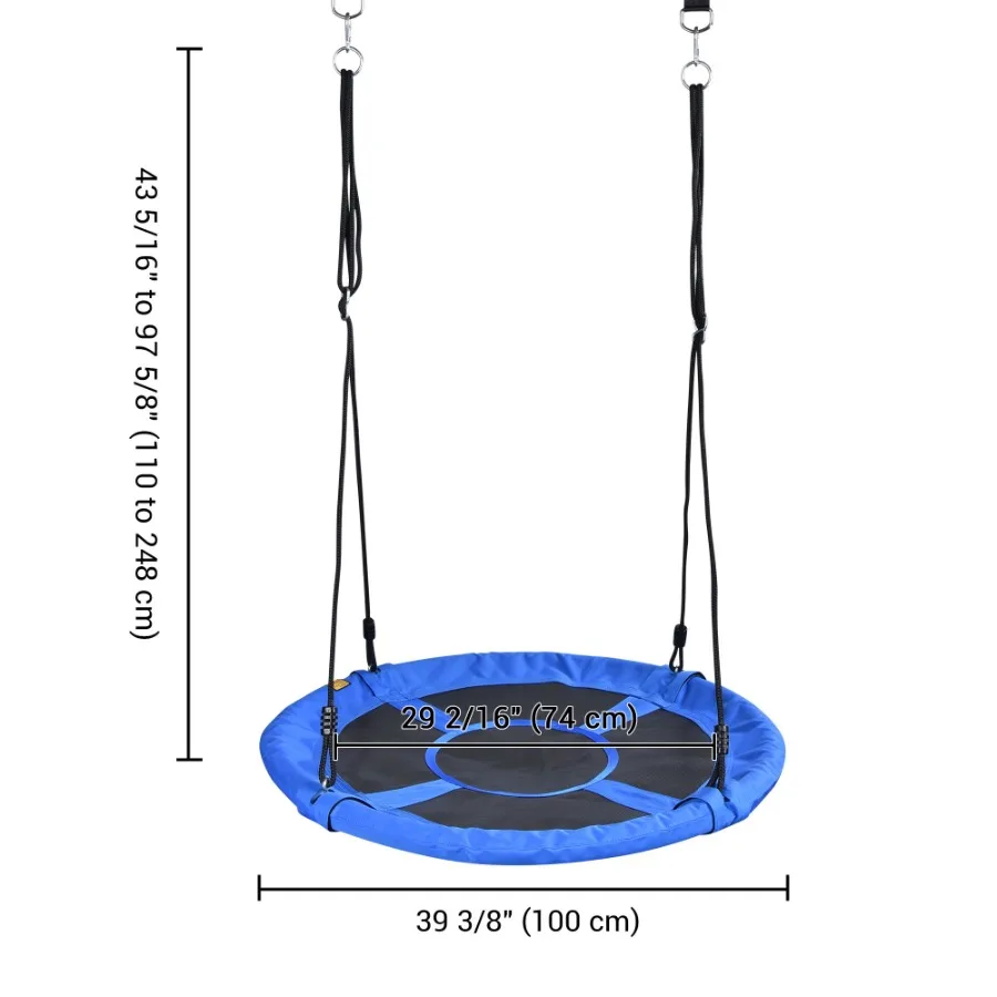 Balanço de disco voador com capacidade de peso de 700lbs, 40 balanços para pneus redondos grandes ao ar livre para árvores e balanço, forte e resistente para