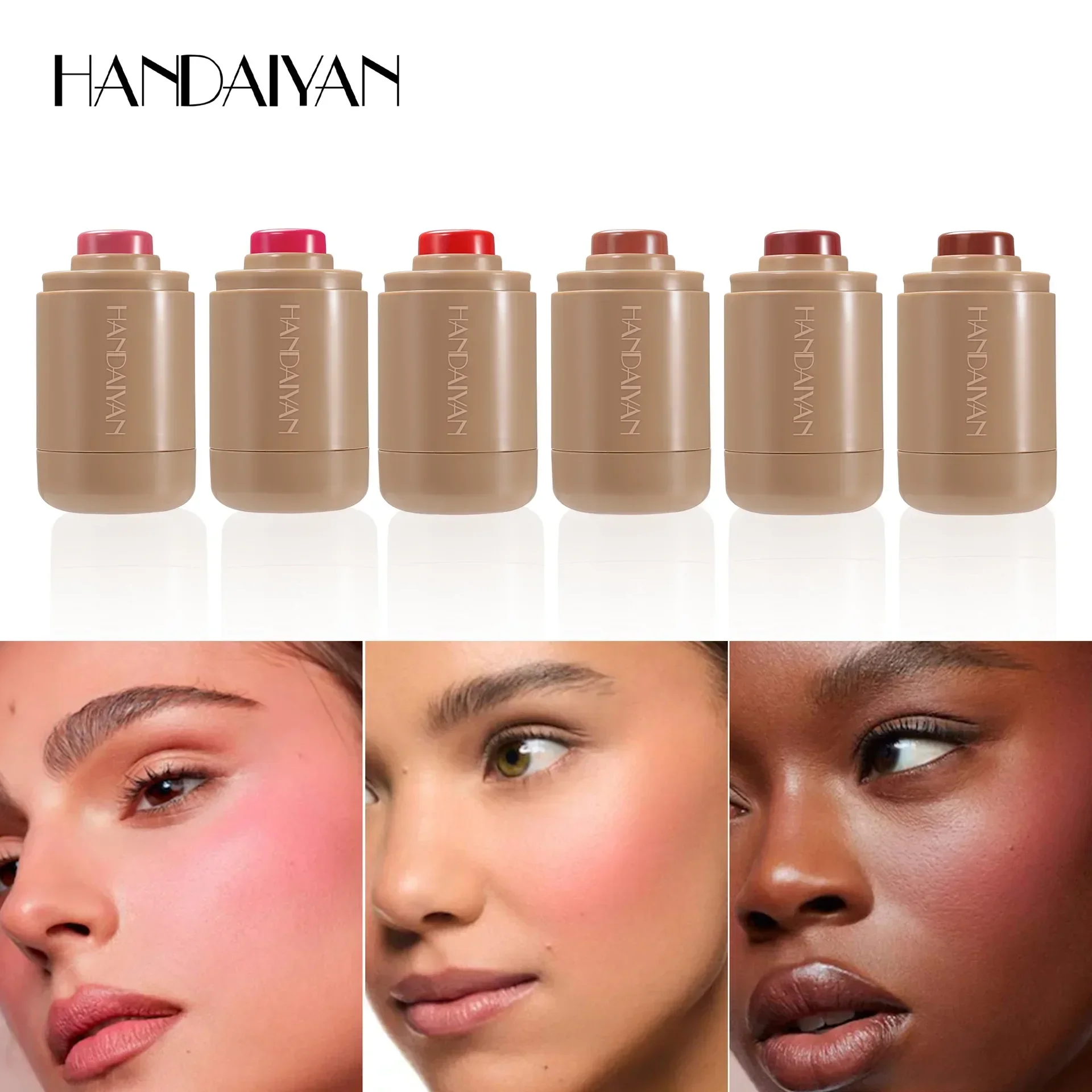 Bastoncino per fard a 6 colori Texture leggera naturale Idratante Impermeabile a lunga durata Moda multifunzione Stick per trucco facile da applicare