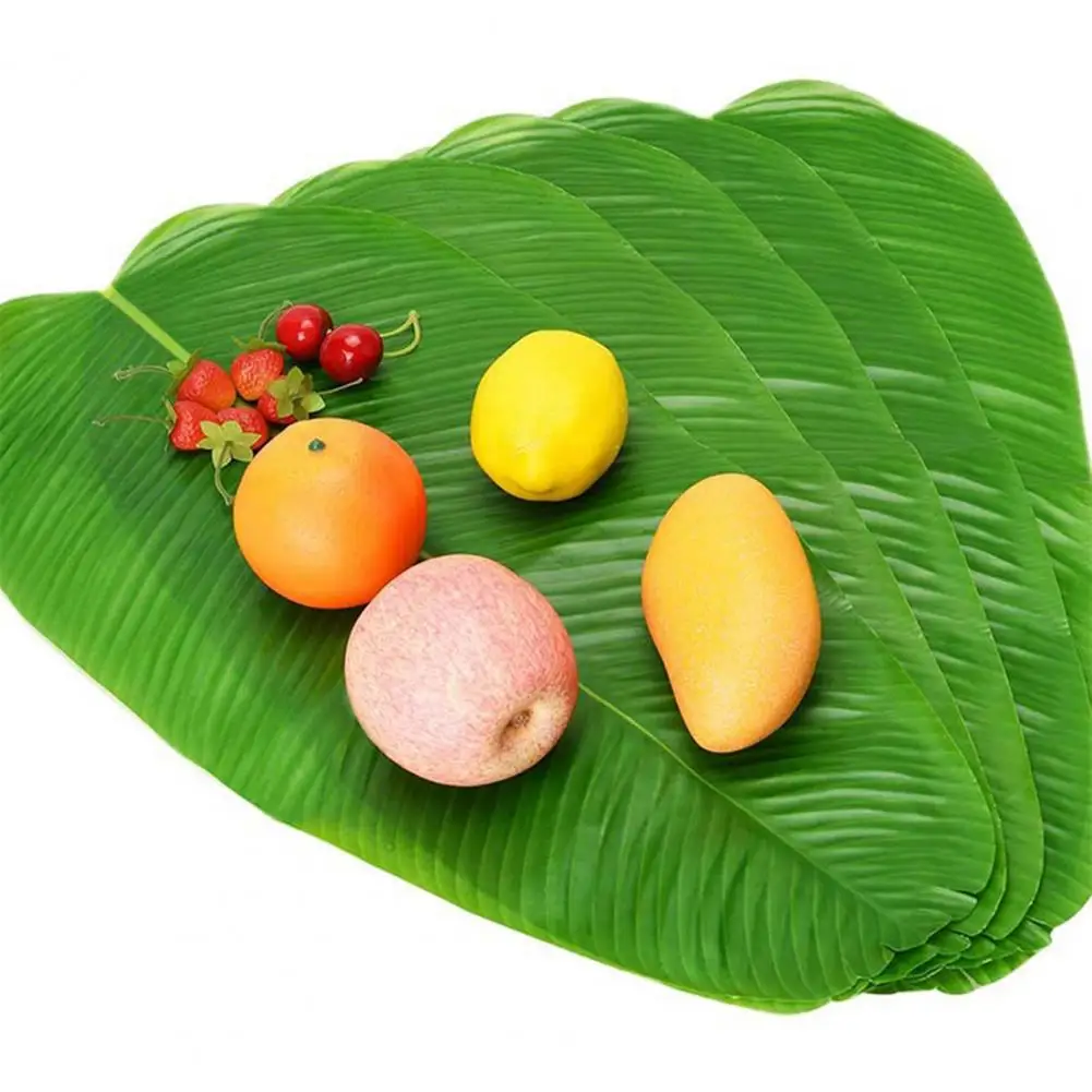 Faux Silk Flower 3 Sizes Realistic Green Artificial Banana Leaf No Watering Weather-resistant Faux Leaf Home Decoration