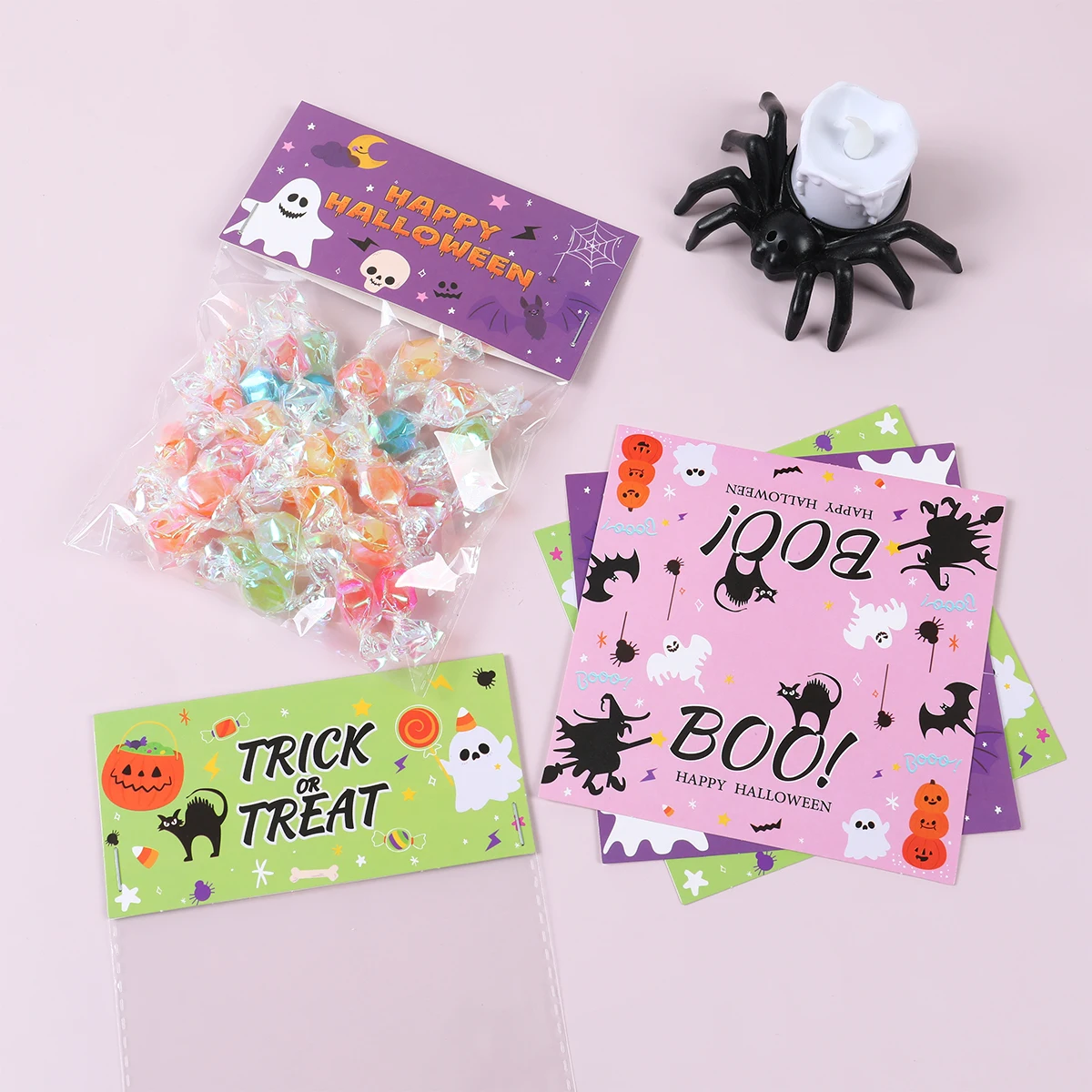 12pcs Halloween Candy Bag Ghost Pumpkin Treat Bag Topper Thanksgiving Party Decor Harvest Day Birthday Party Decors