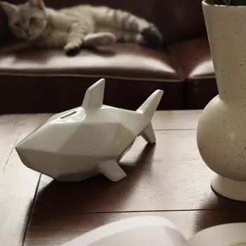 Trojrozměrné velké žraločí keramické prasátko nové kreativní jednobarevné prasátko dekorace do domácnosti ozdoba příslušenství 8 nejlepší prodej velké keramické prasátko - №7