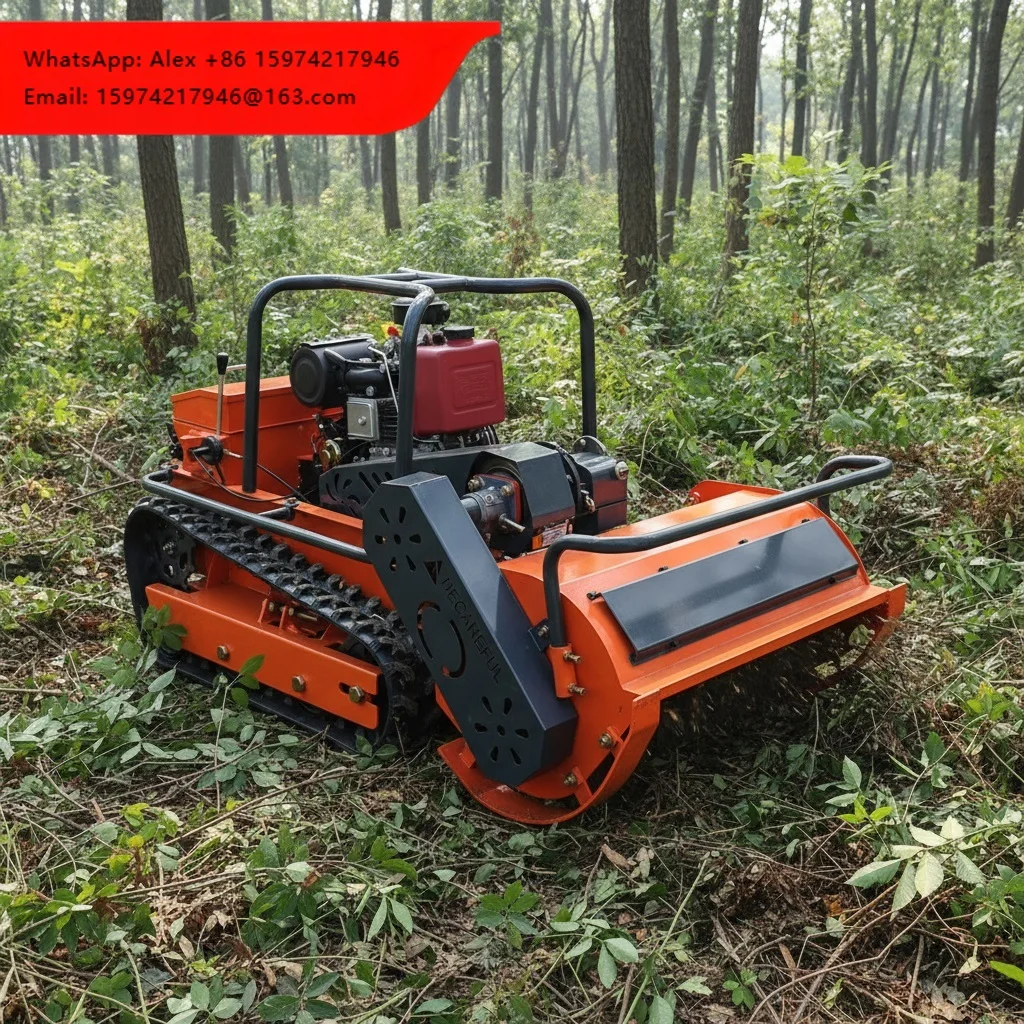 New Arrival Mini Farm Flail Lawn Mower 800mm 1000mm 1200mm RC Home Robotic Diesel Power Crawler Lawn Mower For Grass Cutting