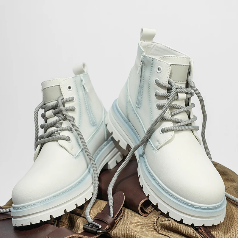 

Winter New Thick Soled Men High Top Boots Outdoor Height Increasing Casual High-end Exquisite Fashion Motorcycle Boots