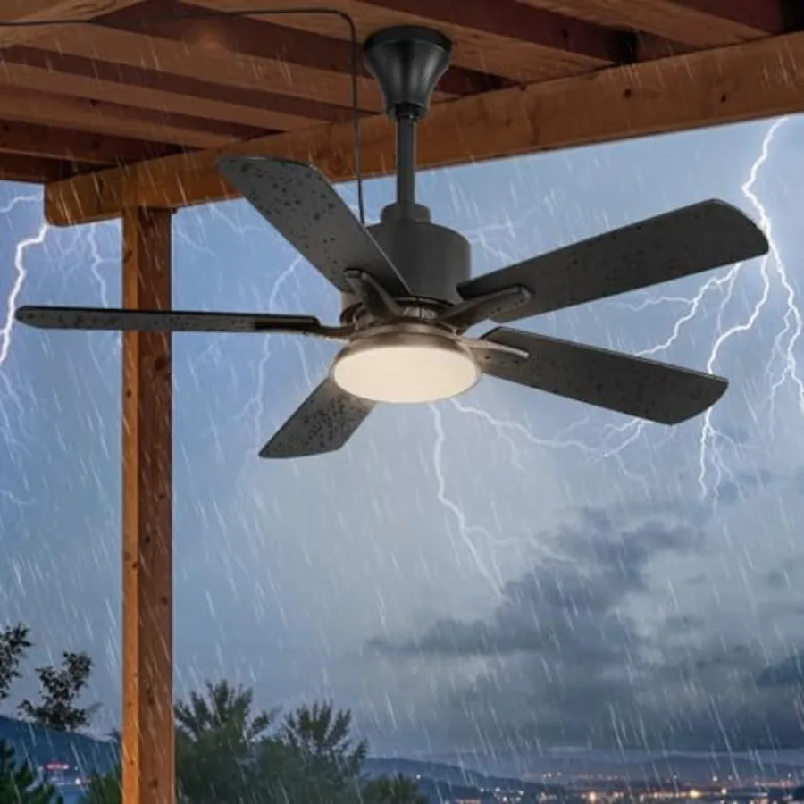 

Outdoor Ceilg Fan with Light for Patios, IP65 Waterproof Gazebo Fan, Plug Ceilg Fan with Remote, 3CCT 6-Speed Ceiling Fan with