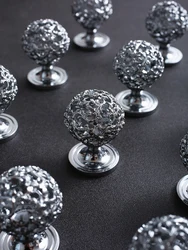 Design Furniture Handle French Retro Silver Wardrobe Door Handle Drawer Knobs Brass Hollow Spherical Small Knob