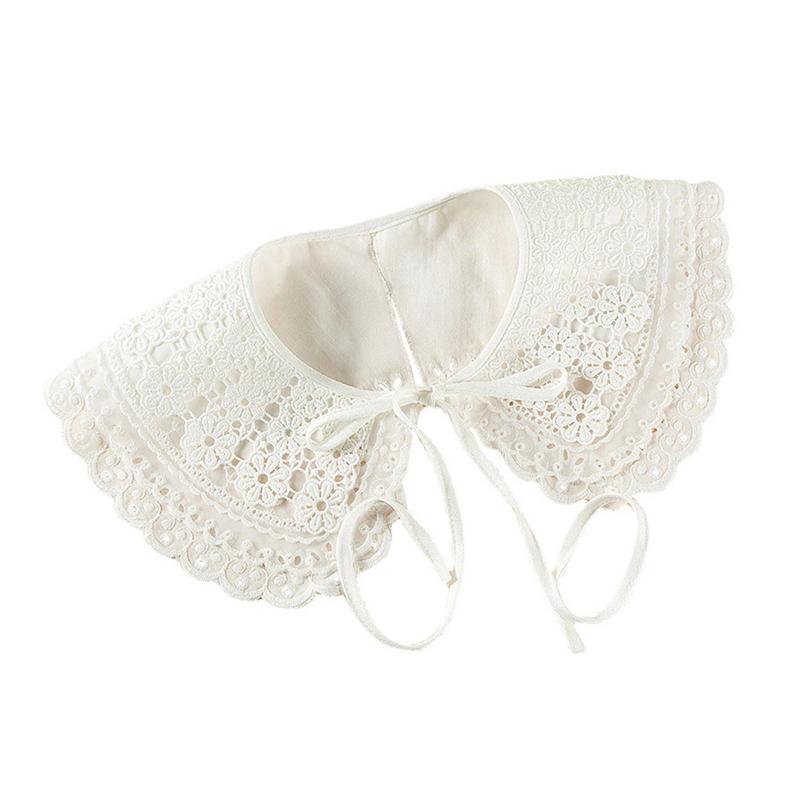 

Lace Cloak Embroidery Lace Collar Collars White Blended Embroidery Detachable Bow Tie Women Accessories Shawl Pin