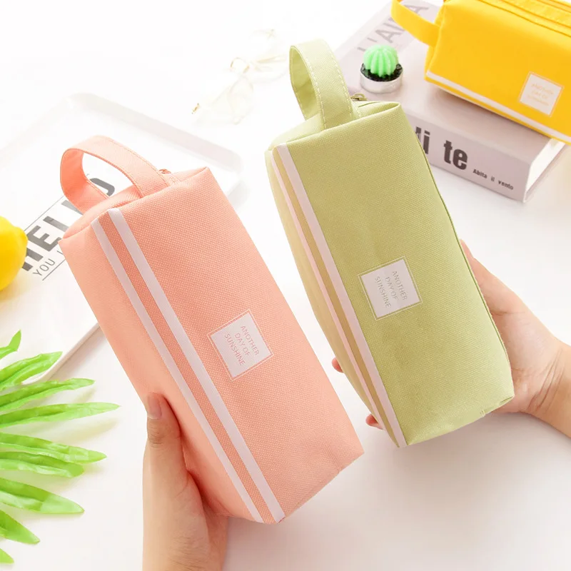 

Fashion Color Double Layer Pencil Case Office School Supply Stationery Pencilcase Women Cosmetics Handbag Student Girl Bag Gift