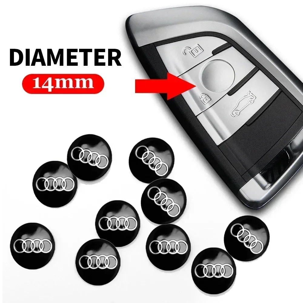 2/5/10pcs 14mm Car Remote Key Fob Emblem Badge Radio Button Sticker Replacement for Audi A3 A4L A5 A7 Q3 Q5L A6L A8L A4 A6 A8 Q7
