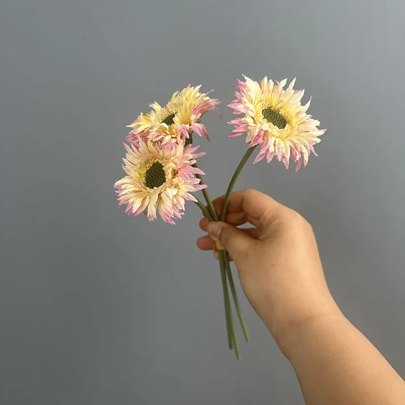 10 Stück Garten-Orange Gebürstete Chrysanthemen Künstliche Blumen Balkon-Dekoration Simulierte Gerbera-Bündel Seiden-Kunstblumen – Detail 3